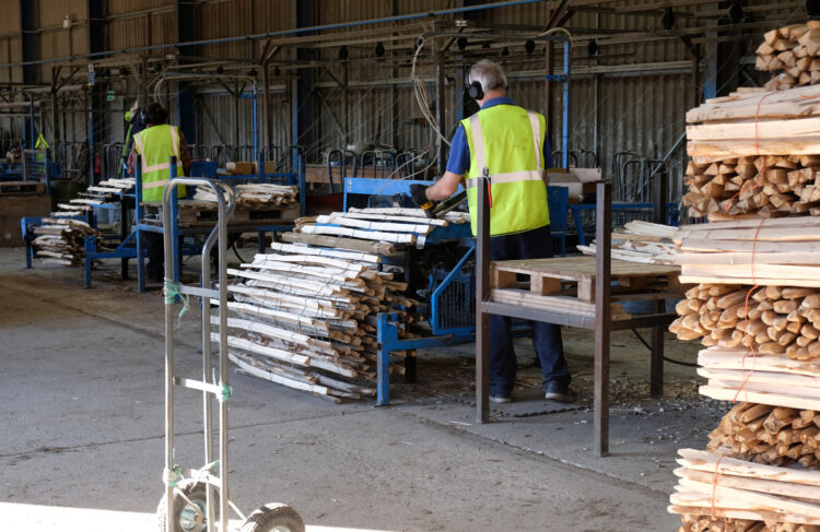 machine making chestnut pale fencing