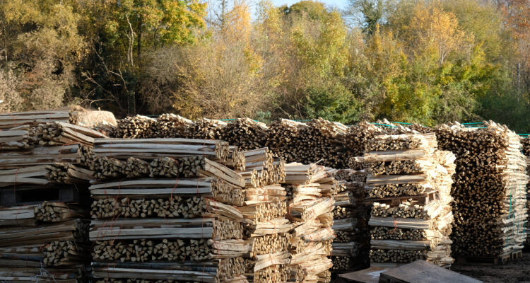 stacks of chestnut pale fencing